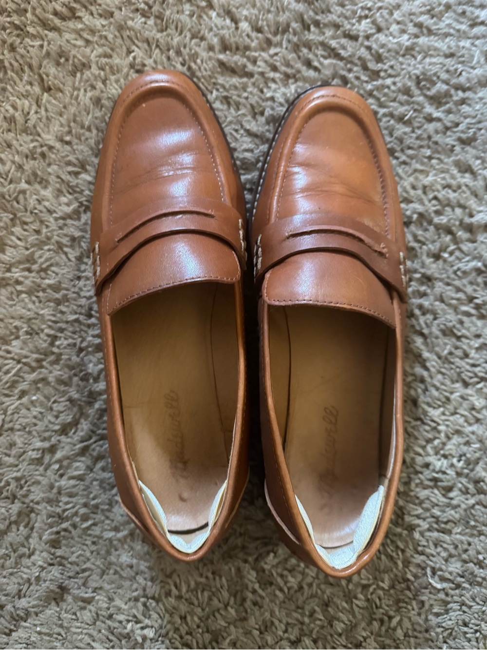 Madewell Brown Leather Lug Sole Penny Loafers